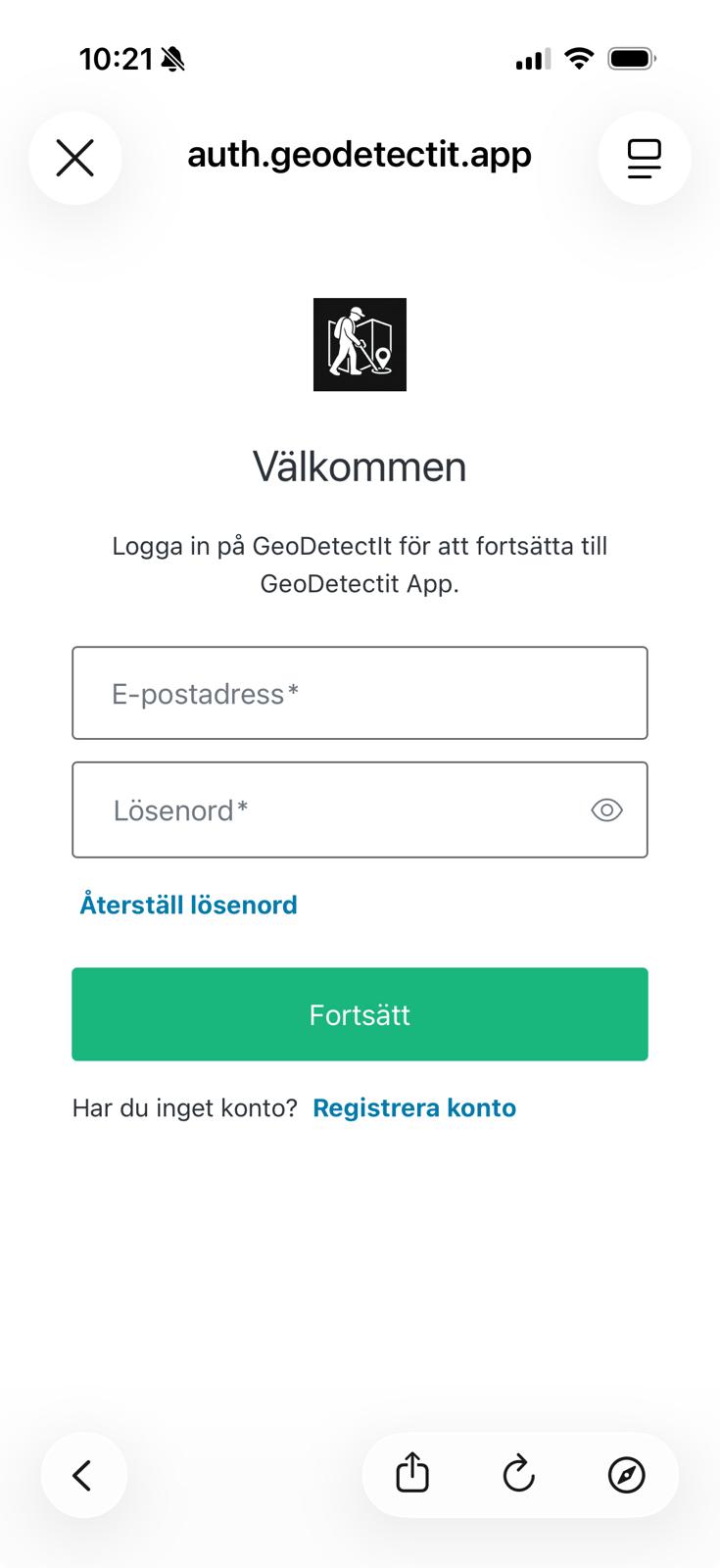 Inloggningsdialog exempel