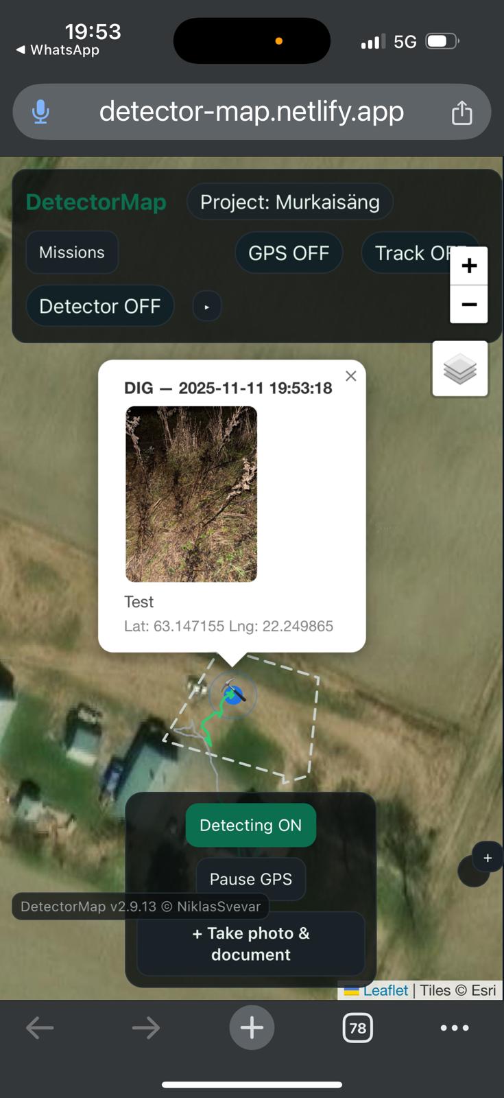 GeoDetectit field map view